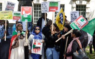 Stop Sudan War protest at Downing Street, London 3rd June 2023. Photo by Steve Eason