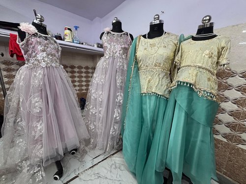 A collection of lehengas made by women as part of a learning project at Sabaat.